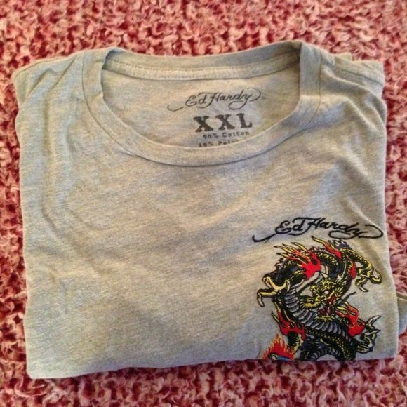 Vintage Pre-Owned Ed Hardy Embroidered T-Shirt Size XXL - Picture 5 of 8
